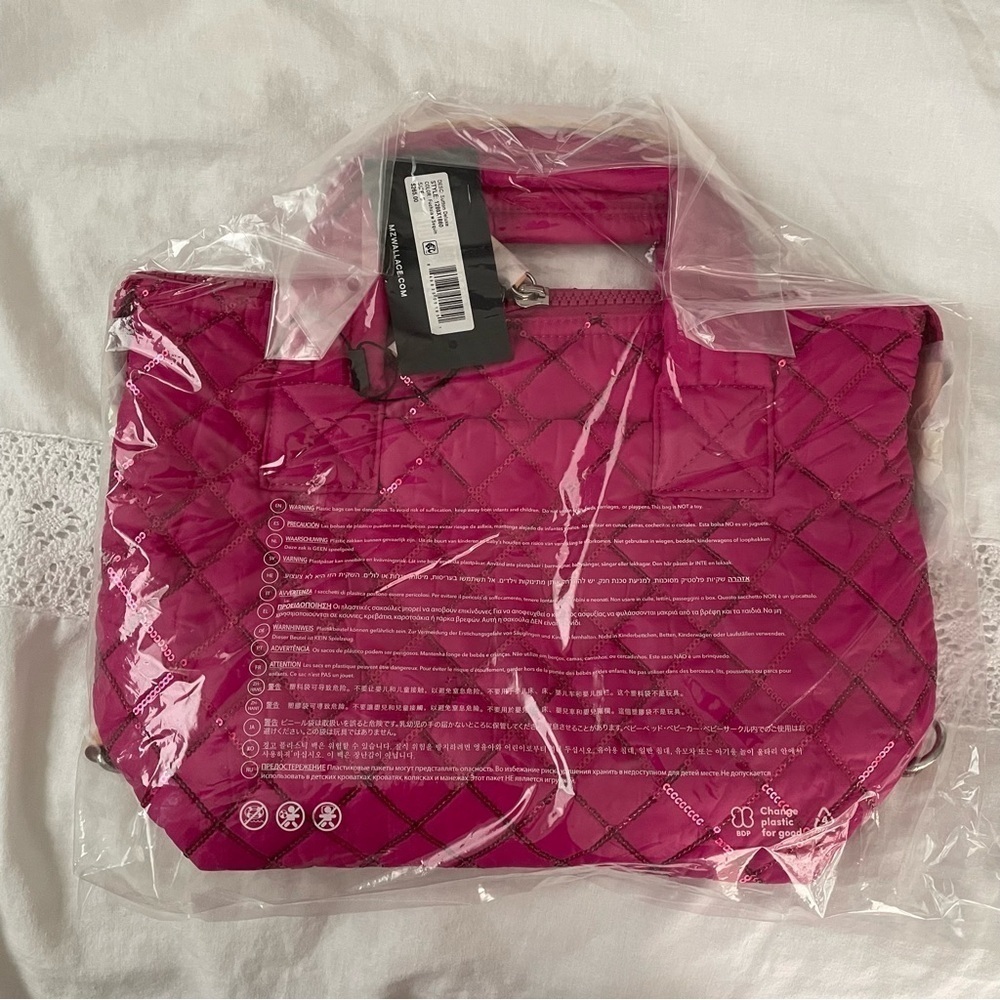 NWT new MZ Wallace Bright Fuchsia With Sequin Small Sutton Deluxe pink bling - Picture 6 of 7